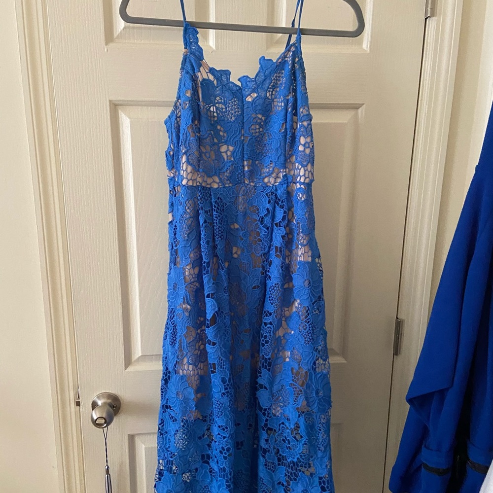 Blue Lace Midi Dress